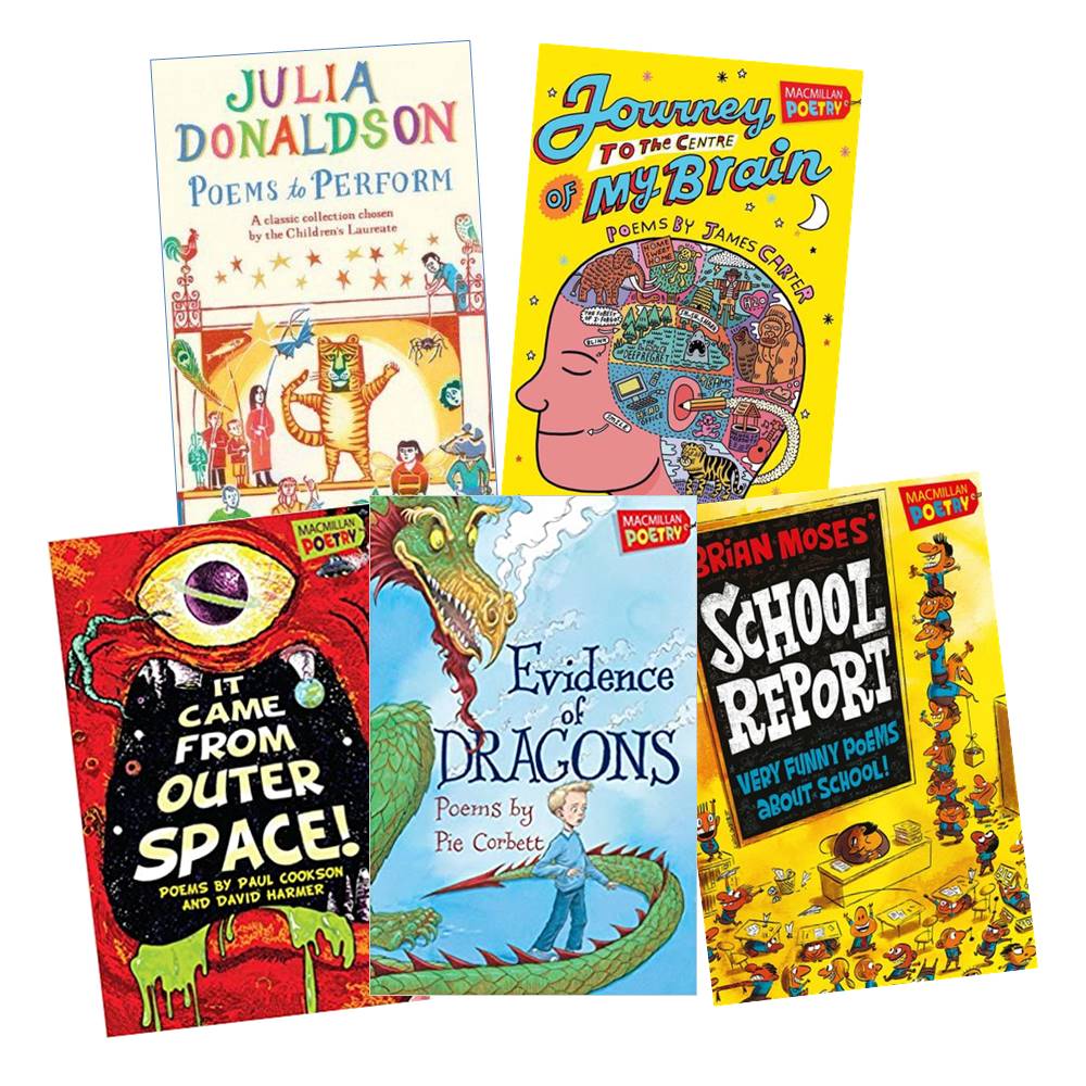 Poems for Children : 5 Books Collection :Poems to Perform, Journey to the centre of my brain, School Report, IT come from Outer Space, Evidence of Dragons เซตบทกลอนสำหรับเด็ก โดยนักเขียนชื่อดัง 5 เล่ม : tkbookstore หนังสือใหม่ นำเข้าจาก UK พร้อมส่ง ส่งฟรี