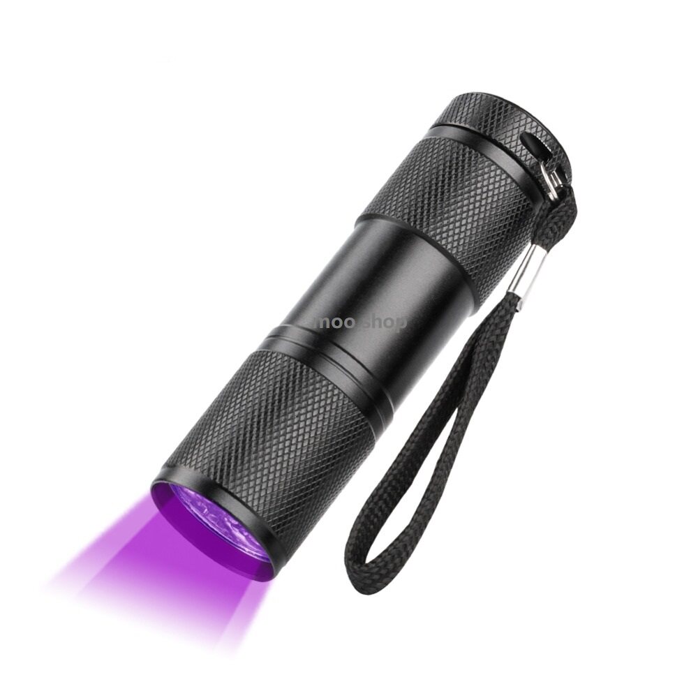 มินิอลูมิเนียม 9 LED UV Ultra Violet ไฟฉาย Blacklight ไฟฉาย