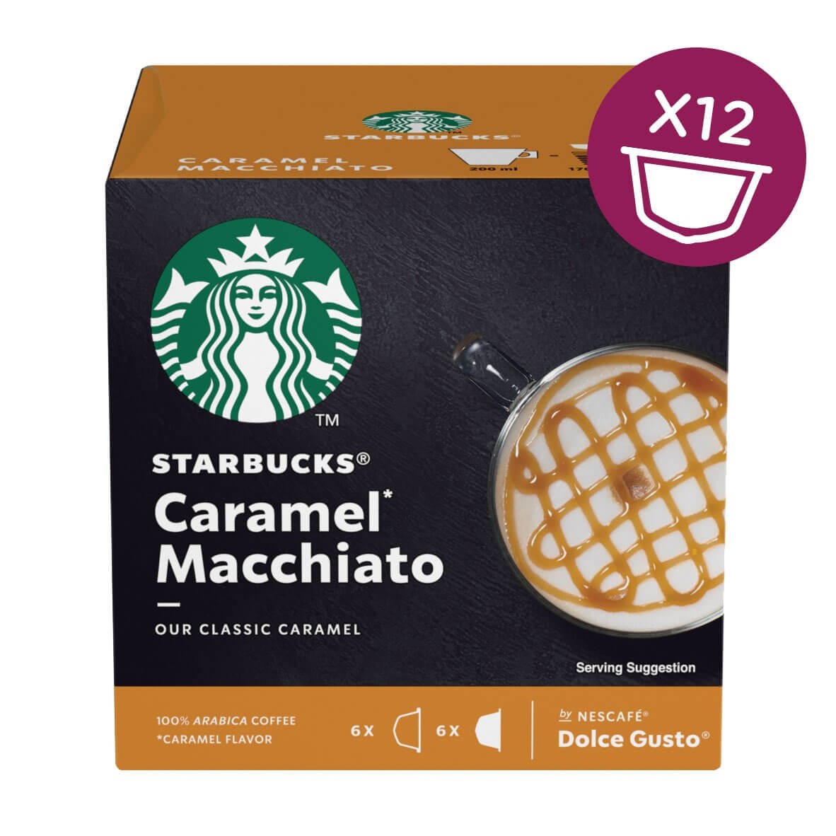 Starbucks Caramel Macchiato Coffee Pod (UK Imported) สตาร์บัค คาราเมล กาแฟคั่วบด (15.8g. x 6capsules) + (5.5g x 6capsules)