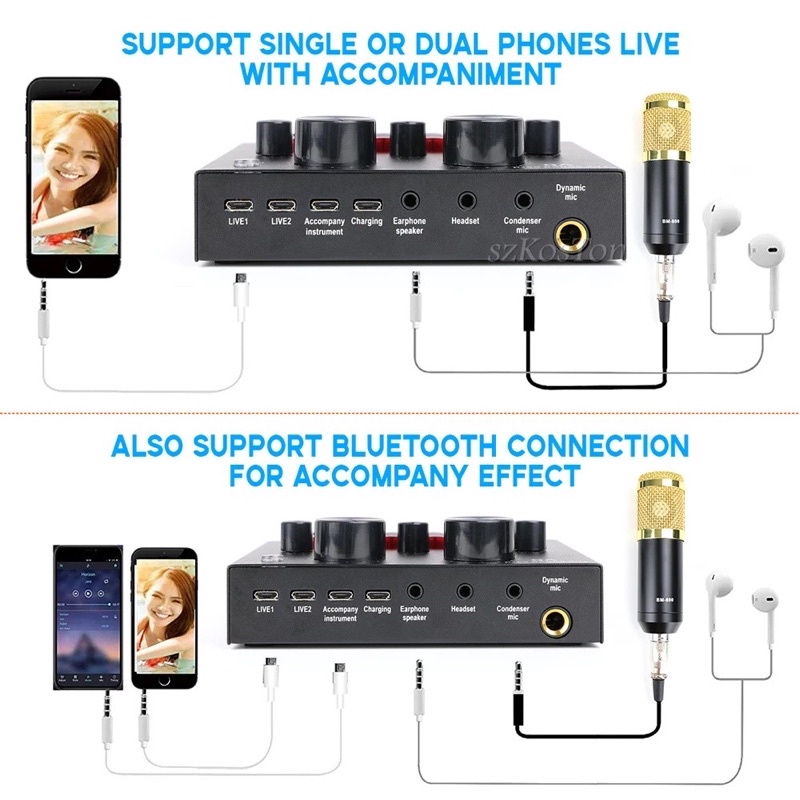 V8 Sound Card การ์ดเสียง V8 Audio Live บลูทูธ มินิเอฟเฟคไมค์ v8 ร้อง ...
