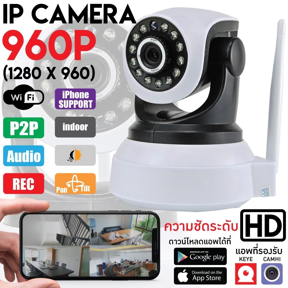 HTD IP Camera กล้องวงจรปิด 960P HD Lan / Wifi 2.4GHz แอพ Keye, CamHi