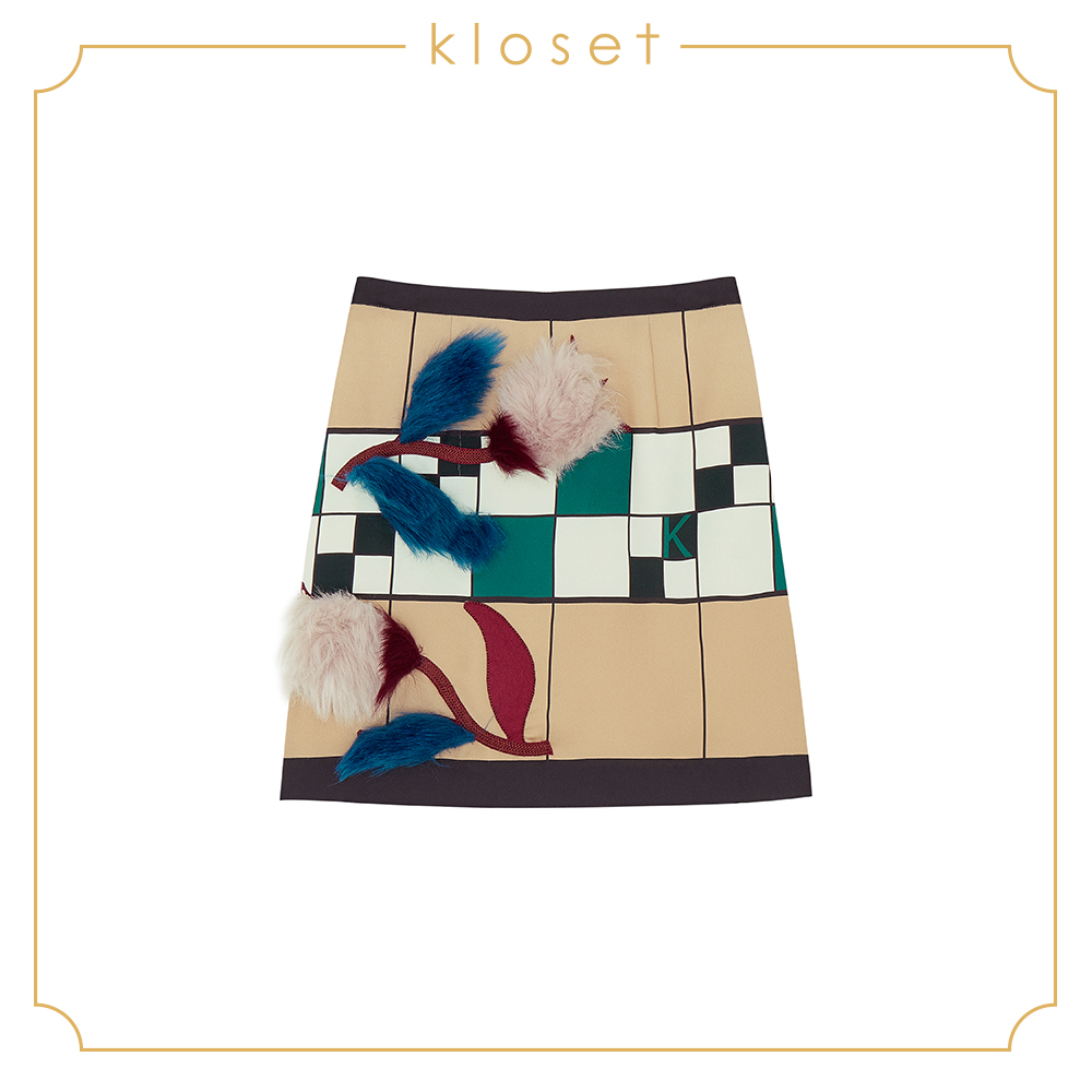 Kloset Denim Skirt With Detail At Pockets (AW18-S001) เสื้อผ้าแฟชั่น เสื้อผ้าผู้หญิง กระโปรงแฟชั่น กระโปรงสั้น กระโปรงพิมพ์ลาย สี สีเขียว สี สีเขียวไซส์ XS
