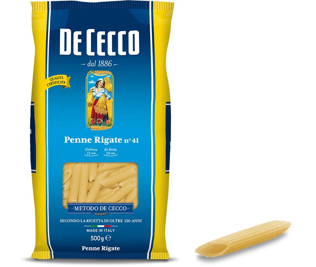 พาสต้า เพนเน่ ริกาเต้ เบอร์.41 - ดีเชคโก้, 500 กรัม Pasta Penne Rigate No.41 - De Cecco, 500 grs
