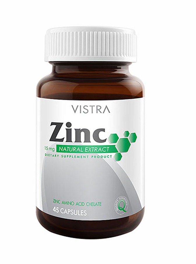VISTRA Zinc 15mg. 45'เม็ด 1 ขวด Healthy vitamin