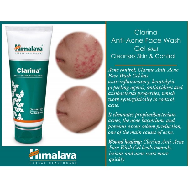 Himalaya Clarina AntiAcne Face Wash Gel 60ml Cleanses skin, controls