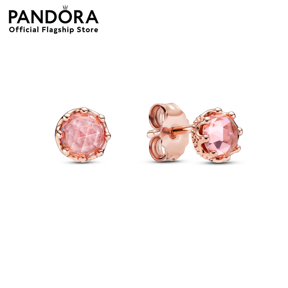 Pink Sparkling Crown Stud Earrings