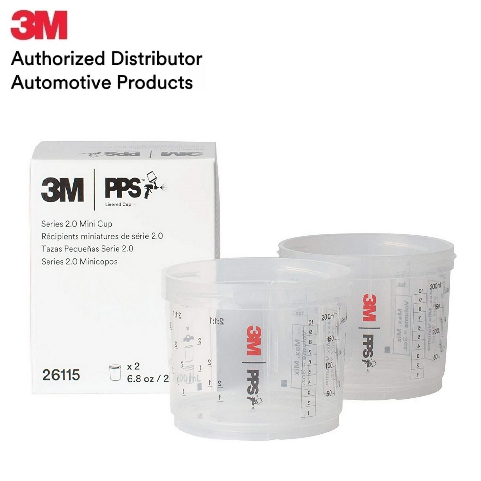 3M PPS 2.0 Spray Gun Cups, 26115, Mini, 6 Ounces, Use with Paint Gun and  PPS 2.0 Lids and Liners to Paint Cars, Furniture, House and More, 2 Pack