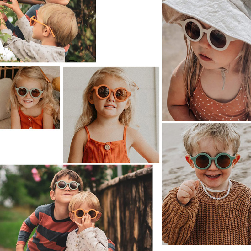 ஐↂ♞  แว่นกันแดดเด็กใหม่ สีทึบย้อนยุค ฝ้ารอบแว่นตา UV400  ป้องกันรังสีอัลตราไวโอเลต แว่นกันแดดเด็กผู้ชายและเด็กผู้หญิง