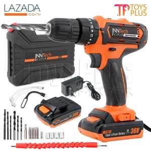 InnTech สว่านกระแทก สว่านไร้สาย 3 ระบบ 36V รุ่นใหม่ 2 IN 1 พาวเวอร์แบงค์แบตเตอรี่
ชารจ์โทรศัพท์ได้ แถมฟรี! สายชาร์จ 1 ออก 3 และไฟ LED ขนาดพกพา พร้อมอุปกรณ์ช่างครบชุด