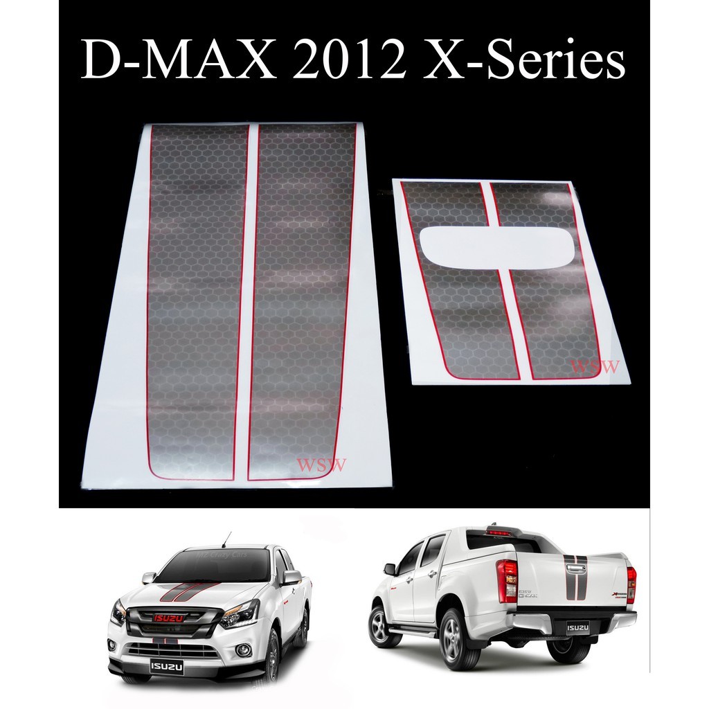 Best saller สติ๊กเกอร์ติดฝากระโปรงหน้ารถและท้ายรถ อีซูซุ ดีแม็กซ์ ปี 2012-2015 ลายเรียบ ALL NEW ISUZU D-MAX X-Series สีเทาขอบแดง อะไหร่รถ ของแต่งรถ ฟิมล์ ลูกหมาก สายพาน เบรค พวงมาลัย โลโก้ logo spare part ไฟสปอตส์ไลต์ ไฟหน้า ไฟท้าย