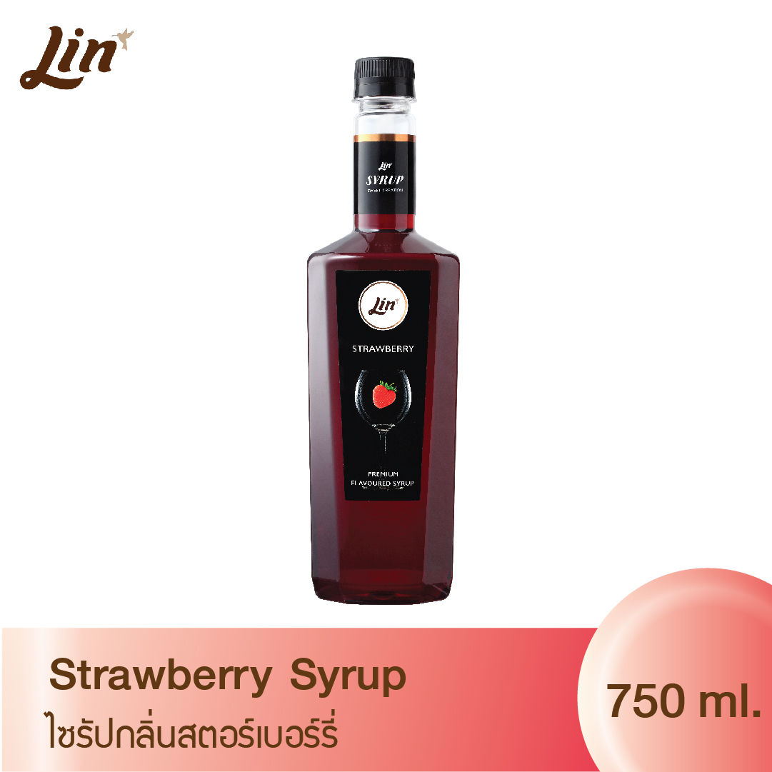 ลินไซรัป น้ำเชื่อมสำหรับมิกซ์ดริ๊งค์ กลิ่น สตรอเบอร์รี่ Lin Fruit Flavored Syrups (Strawberry)