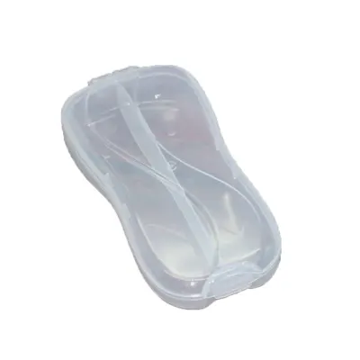 Baby Child Spoon Fork Storage Box Transparent Plastic Tableware Portable Case