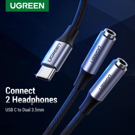 Ugreen Type C to Dual 3.5 Jack Earphone USB C to 3.5mm AUX Double Headphones Adapter Audio cable