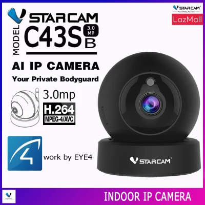 Vstarcam IP Camera รุ่น C43S ความละเอียดกล้อง 3.0MP มีระบบ AI (สีดำ) By. SHOP-Vstarcam