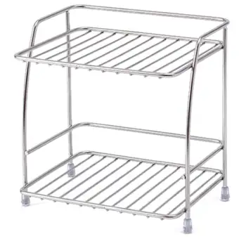 2 Layers Stainless Steel Storage Rack Spice Condiment Basket Desk 2 Layers Stainless Steel Storage Rack