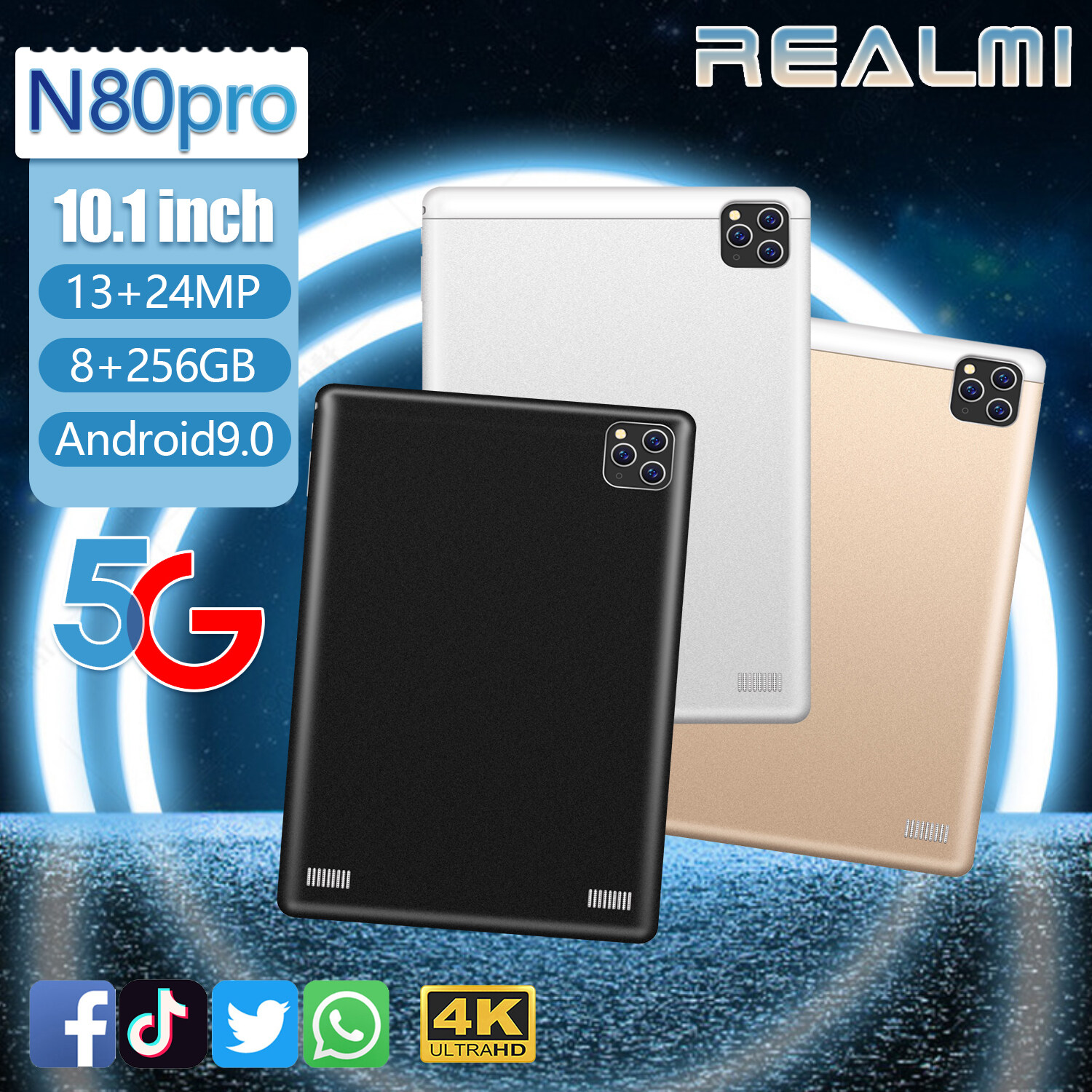 ส่งจากไทย?รับประกัน1ปี❗ศูนย์ไทย Realmi（8+256G）Android9.0 Tablet แท็บเล็ตขนาด 10.1 นิ้ว RAM8GB+ROM256GB ใส่ซิมโทรได้ รองรับ4G/5G แบต8800mAh รองรับภาษาไทย แท็บเล็ตนักเรียนธุรกิจแท็บเล็ตทุกรอบจัดส่งฟรี ทำงานเคลื่อนที่ได้ทุกที่ทุกเวลา