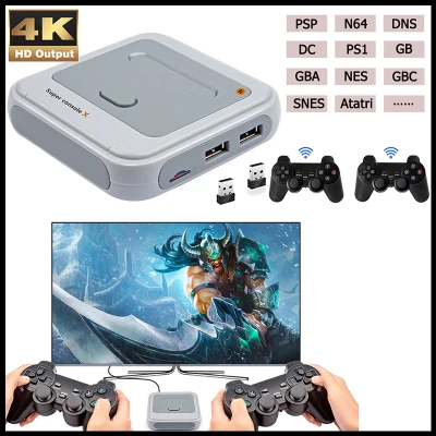 SUPER CONSOLE X PRO R8 คอนโซลเกมย้อนยุคทีวีกล่องรับสัญญาณมินิทีวีคอนโซลวิดีโอเกมรองรับเกมจำลองขนาดใหญ่ PS1 / PSP / N64 / DC เป็นต้น