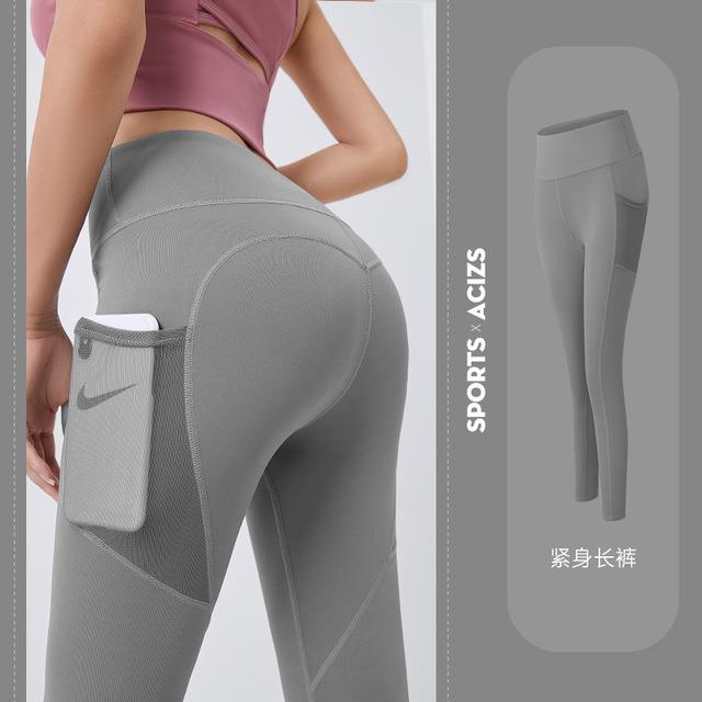 Yoga pants Women Running Tight High Waist Soft Pant Side Pockets