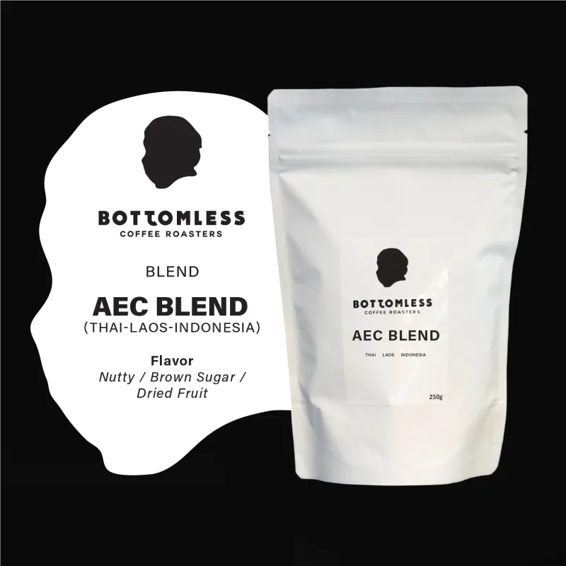 ภาพหน้าปกสินค้าเมล็ดกาแฟคั่ว บอททอมเลส - AEC Blend (ไทย-ลาว-อินโดนีเซีย) คั่วกลาง ขนาด 250 กรัม ( AEC Blend (Thai-Laos-Indo) Roasted Coffee Beans - Medium Roast ) (100% Arabica) จากร้าน Bottomless บอททอมเลส บน Lazada