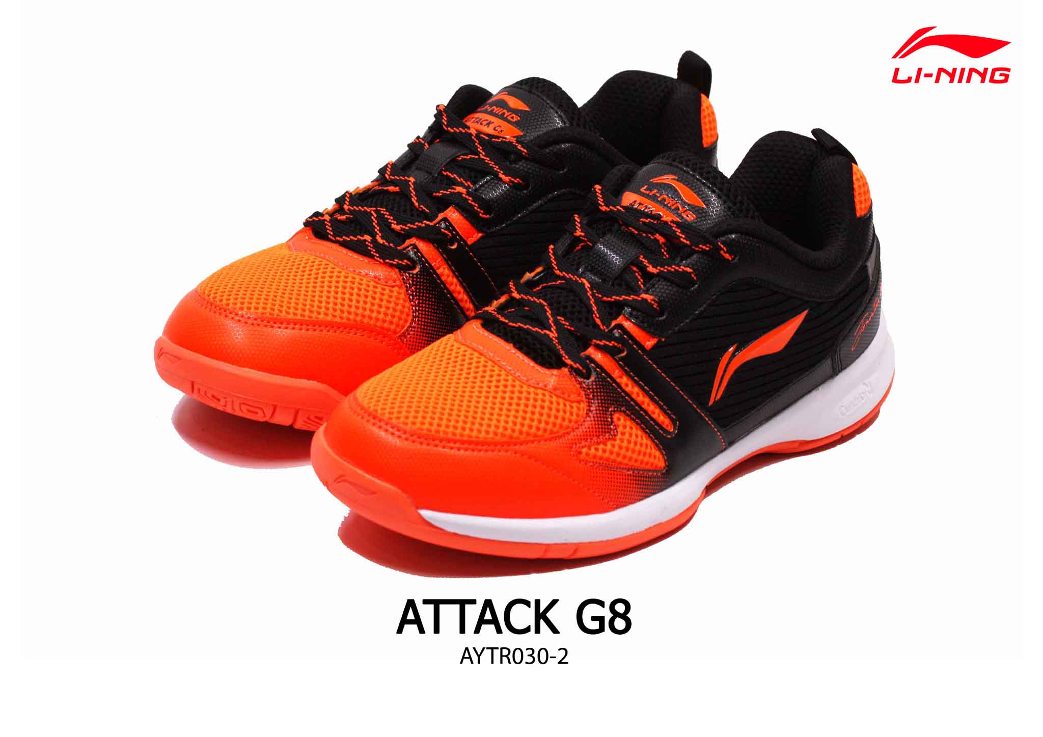 LI-NING รองเท้าแบดมินตัน รุ่น ATTACK G8 (AYTR030-2) BLACK/ORANGE BADMINTON SHOES