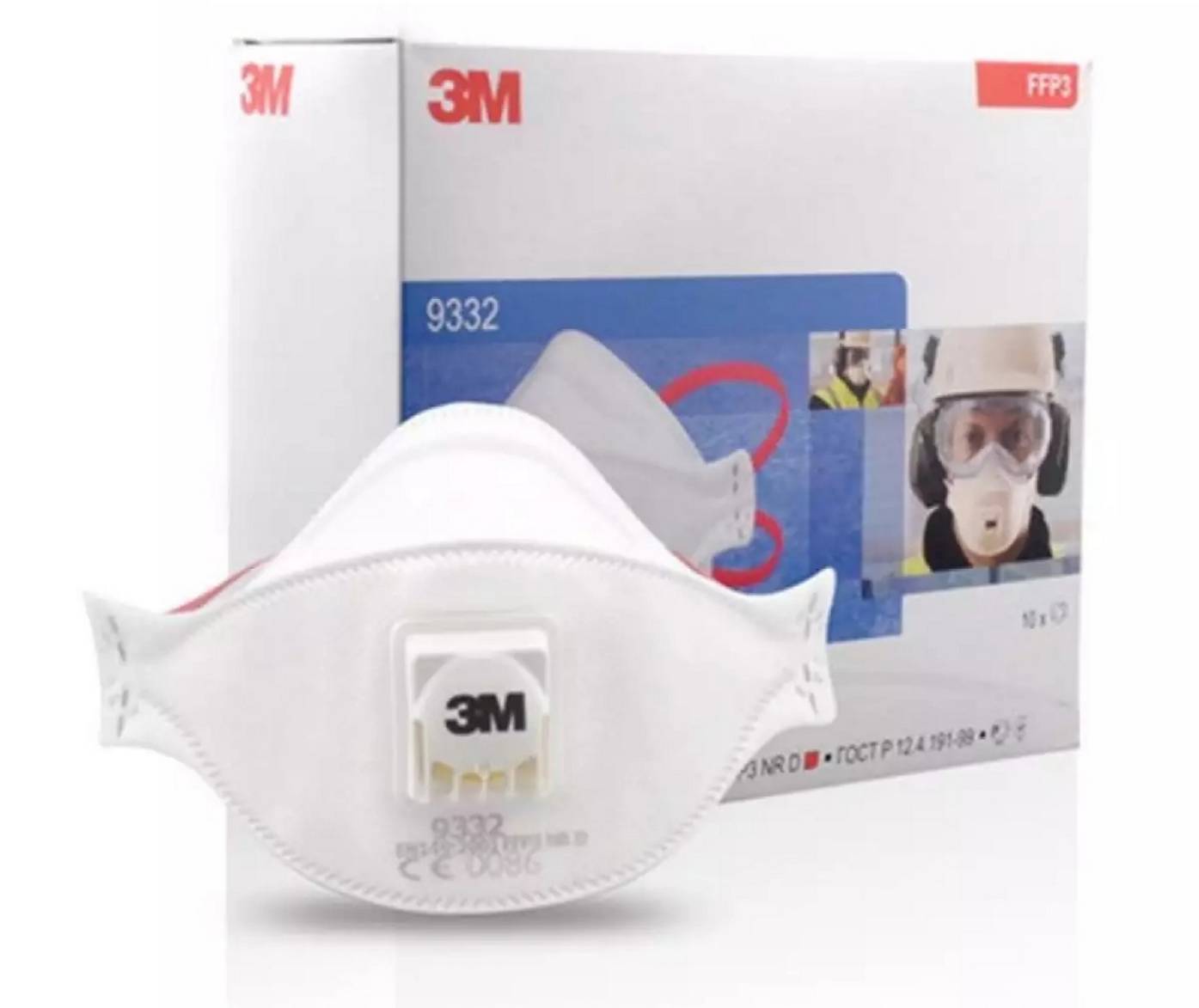 * พร้อมจัดส่ง* 3M รุ่น 9332 - 20 ชิ้น หน้ากาก ป้องกันฝุ่น PM2.5 พร้อมวาล์วระบายอากาศ รุ่น 9332 FFP2 ( เทียบเท่า N95 ) สายคล้องหัว ไม่เจ็บหู