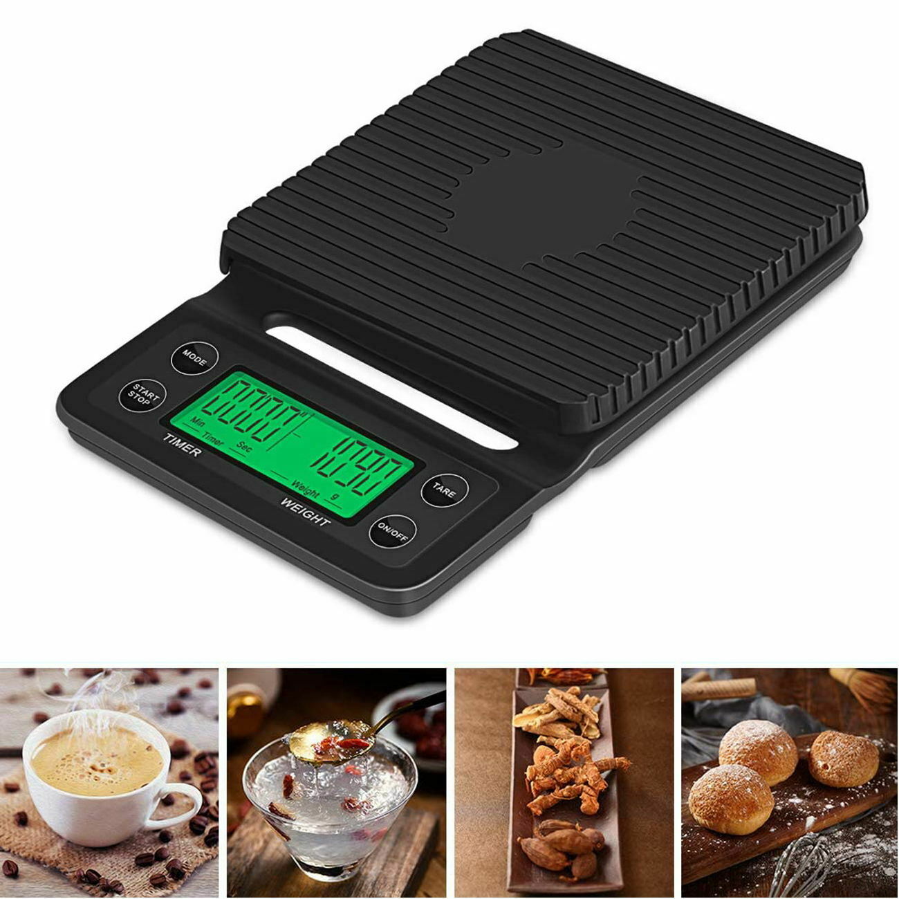 Vastar 3kg/0.1g LCD Digital Coffee Scale With Timer Portable Electronic Kitchen Scale High Precision Drip Coffee Weight Scales