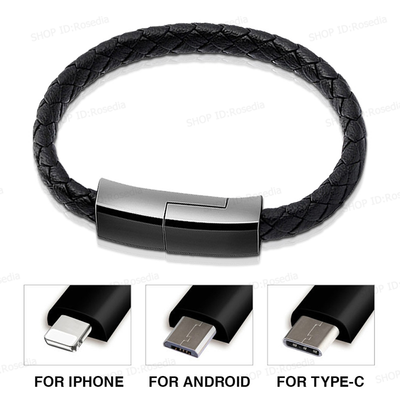 Gelang Kabel Data Charger Usb Tipe C Fast Charging Portable Bahan Kulit
