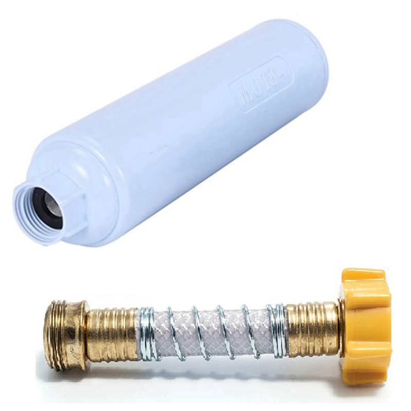 1Set RV Water Filter with Flexible Hose Protector Reduces Bad Taste, Odor and Sediment, Filter & Hose Protector
