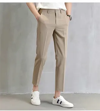 GG Fashion Casual Slacks Cropped Pants X201 กางเกงสแล็คชาย กางเกง5ส่วนชาย กางเกงเกาหลีชาย กางเกงผู้ชาย slack ผ้าฝ้ายยืด กางเกงขายาวชาย กางเกงทำงานชาย