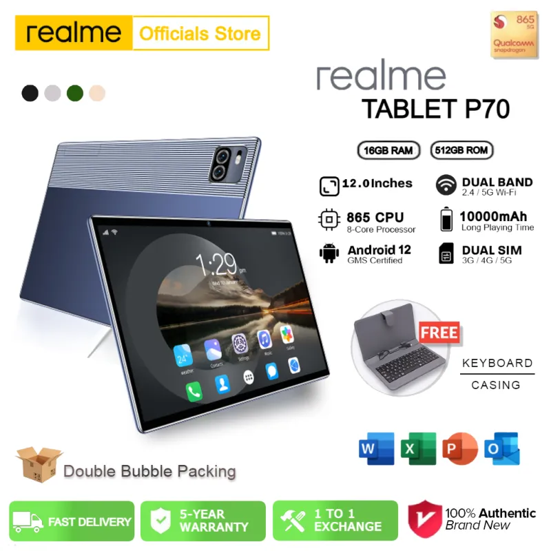 ภาพหน้าปกสินค้าRealme Tablet P70 แท็บเล็ต 10.8 Inch Android 8.1 6GB RAM 128GB ROM สองซิม 4G LTE รองรับซิมการ์ดทุกเครื่อข่าย จากร้าน DC Concept บน Lazada
