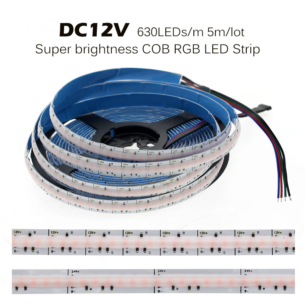 DC12V 24V 384 LEDs COB LED Strip 630LEDs RGB Flexible COB LED Lights