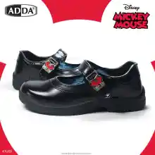 ภาพขนาดย่อของสินค้ารองเท้านักเรียนผู้หญิง รองเท้าหนังสีดำ รองเท้าแบบทางการ ใส่สบาย พื้นนิ่ม ลายมินี่ เพื่อความกระชับเท้า Adda รุ่น 41U03