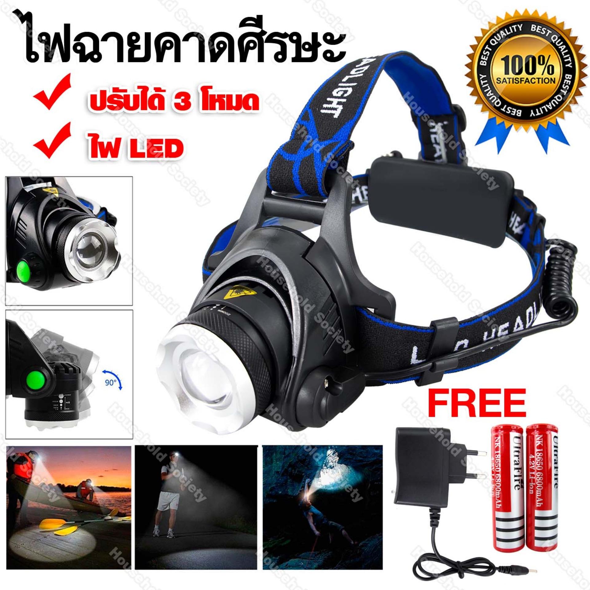 ไฟฉายคาดหัว ไฟฉายแรงสูง ไฟฉายแบบชาร์จ ไฟฉายLED ซูมได้ ไฟ  ไฟฉาย  ไฟฉายคาดศรีษะ HHsociety