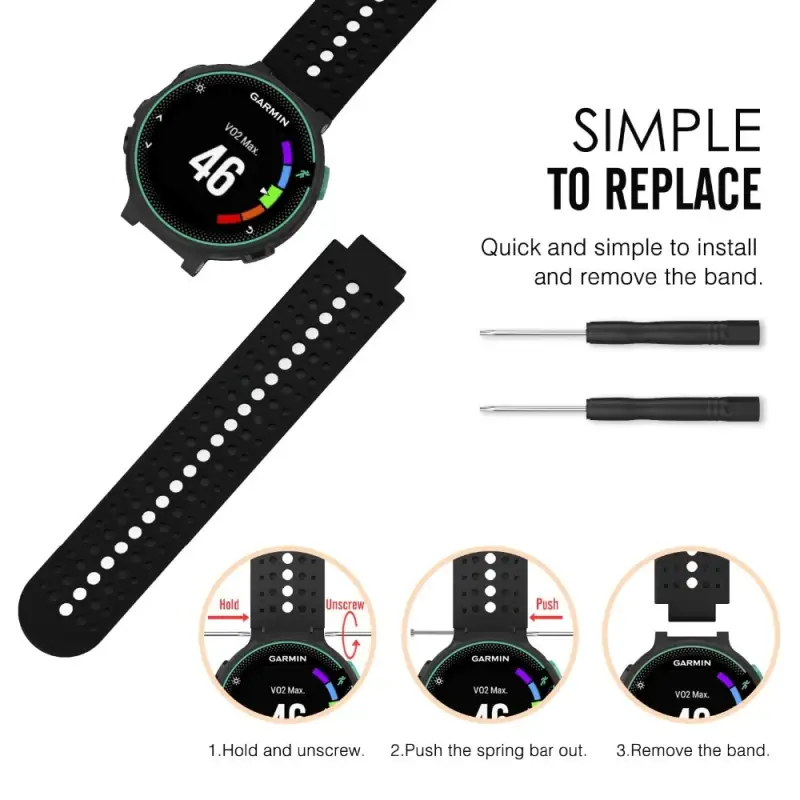 ภาพสินค้าสายนาฬิกา Garmin Forer 235 220 230 620 630 735XT Approach S6 S5 S20 Silicone Smart Watch Band Bracelet Strap Belt จากร้าน SYIOX SHOP บน Lazada ภาพที่ 3
