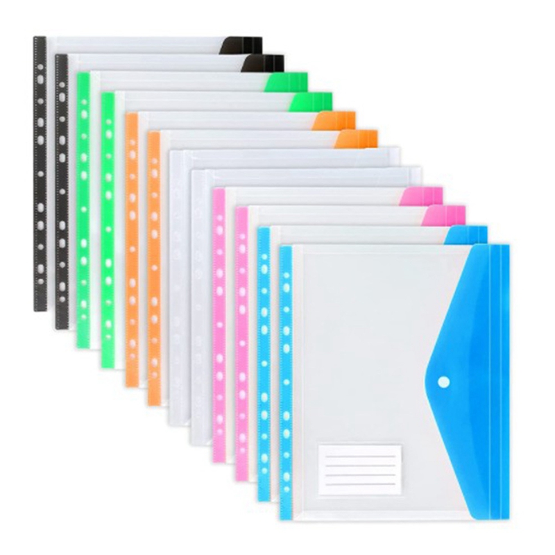 A4 Clear Plastic Punched Pockets Folders Filing Wallets Sleeves Wallets  UKType:100 pieces 