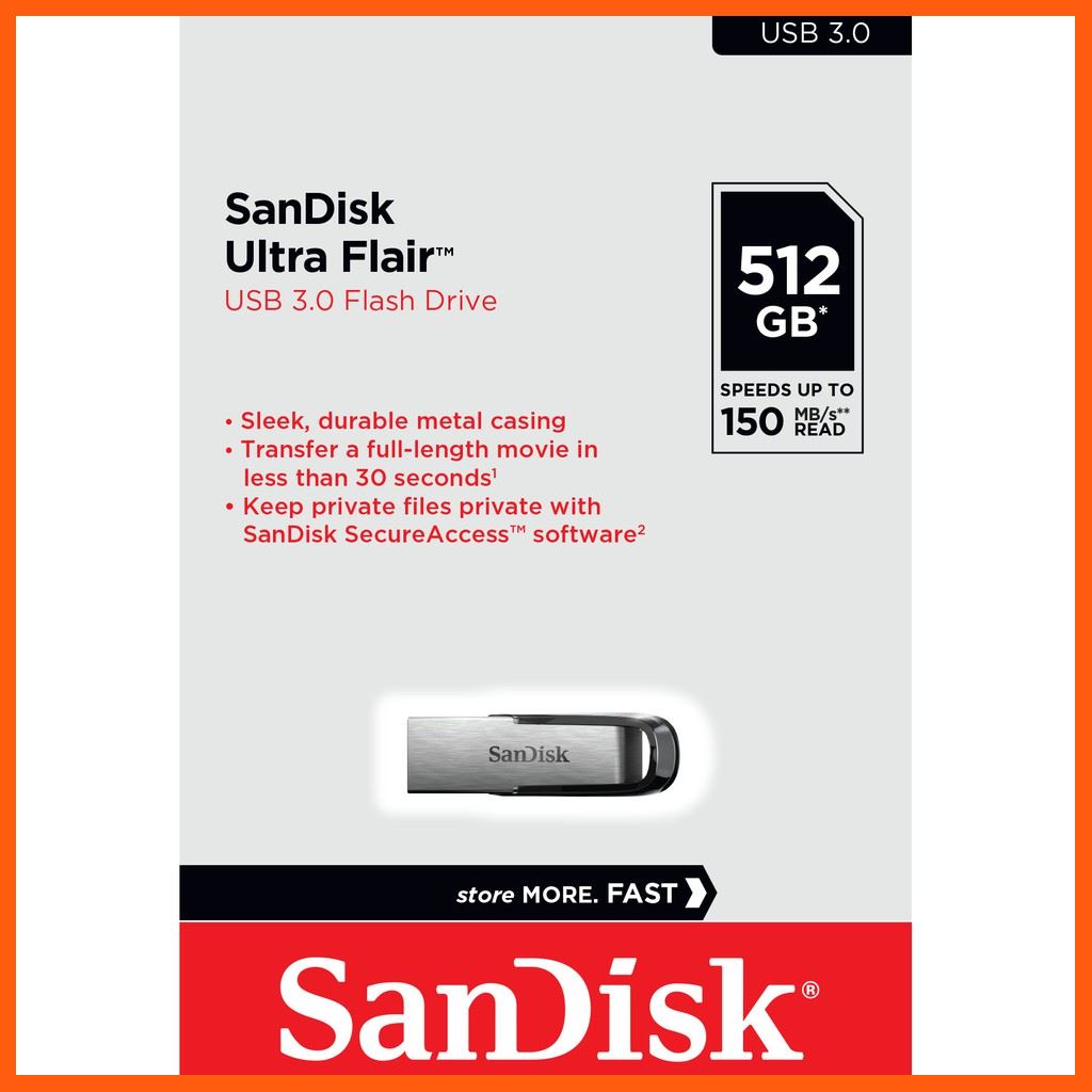✨✨#BEST SELLER?? SanDisk Ultra Flair USB 3.0 512GB - Speed 150MB (SDCZ73_512G_G46) อุปกรณ์จัดเก็บข้อมูล (STORAGE & MEMORY CARD ) STORAGE MEMORY CARD อุปกรณ์จัดเก็บข้อมูล Memory Card เม็มโมรี่การ์ด Compact Flash