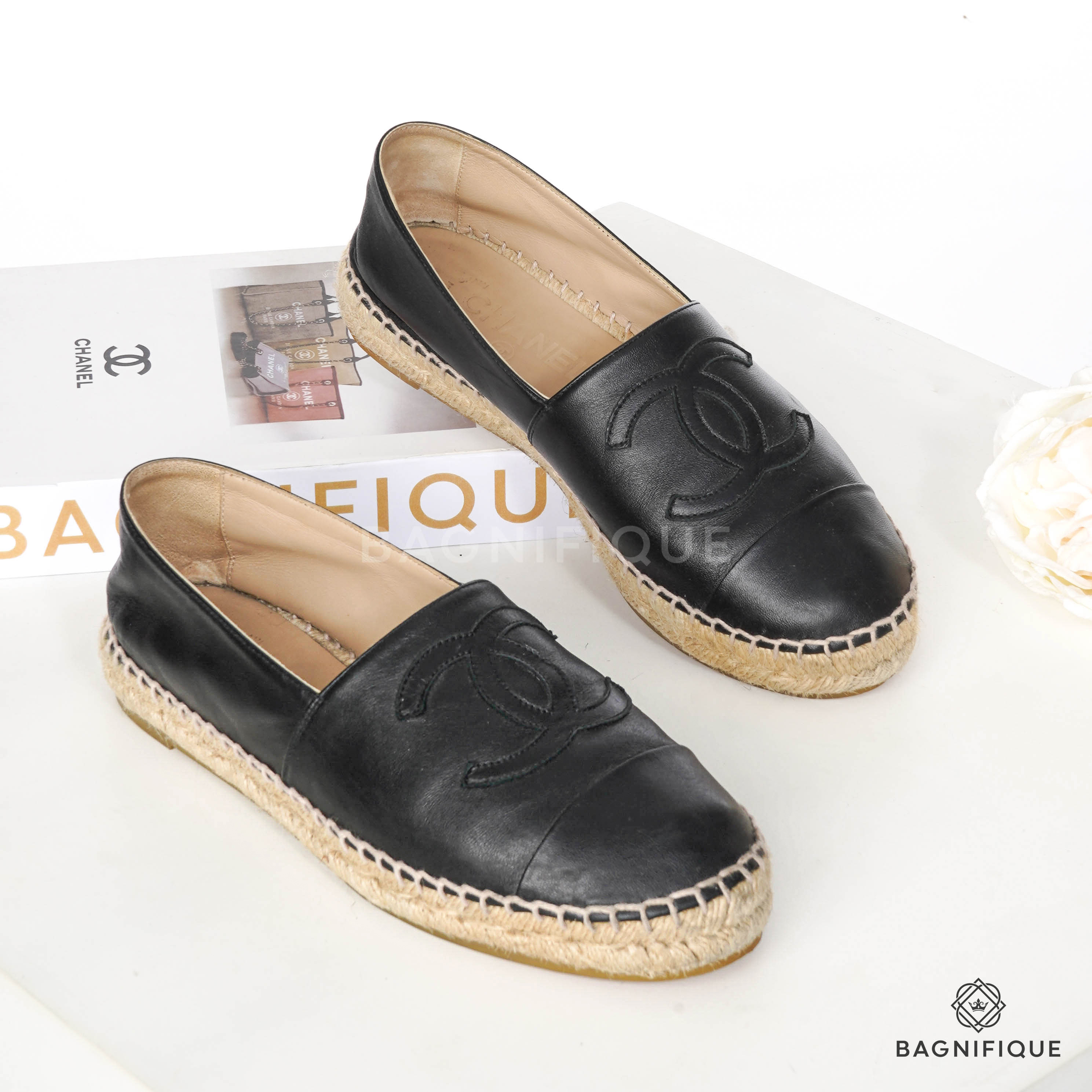 CHANEL ESPADRILLES 38 BLACK Lazada.co.th