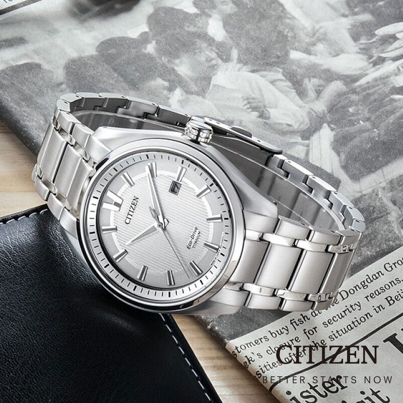 CITIZEN  นาฬิกาข้อมือผู้ชาย Eco-Drive  AW1241-54A Super-Titanium Men's Watch