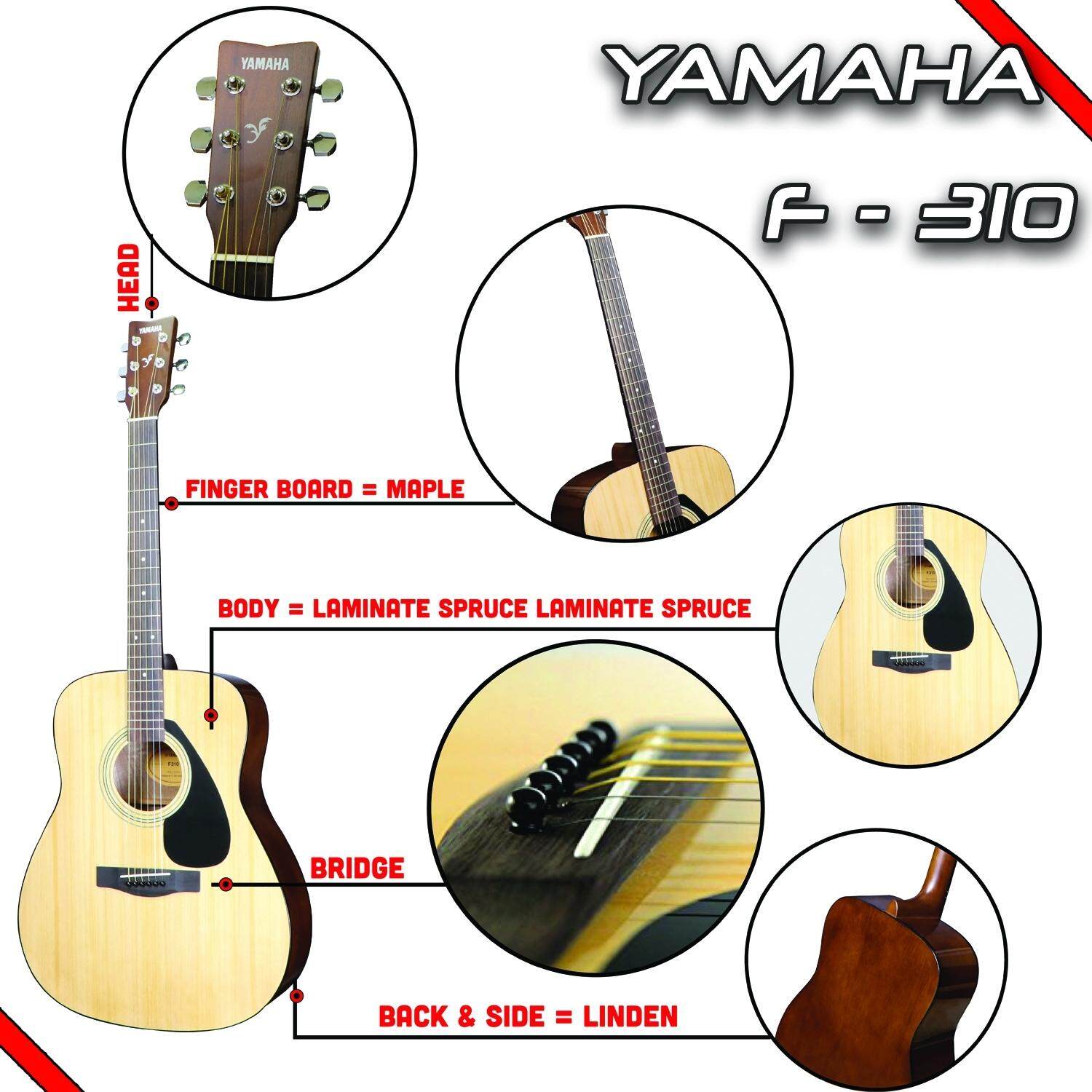 YAMAHA F310 Acoustic Guitar กีต้าร์โปร่ง14ข้อ รุ่น F310 Natural Satin กระเป๋า กันน้ำของแท้จาก YAMAHA