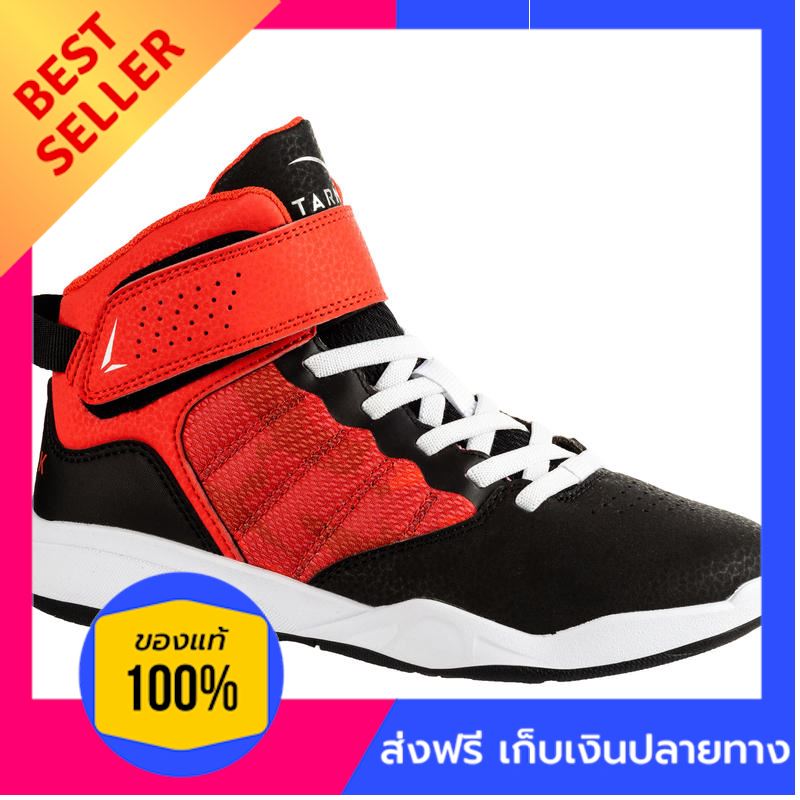 รองเท้าบาสเก็ตบอลสำหรับเด็กๆ นักบาสเก็ตบอลหน้าใหม่ผู้ชาย/ผู้หญิงรุ่น SE100 Easy (สีดำ/แดง) สินค้าเกรดพรีเมียม