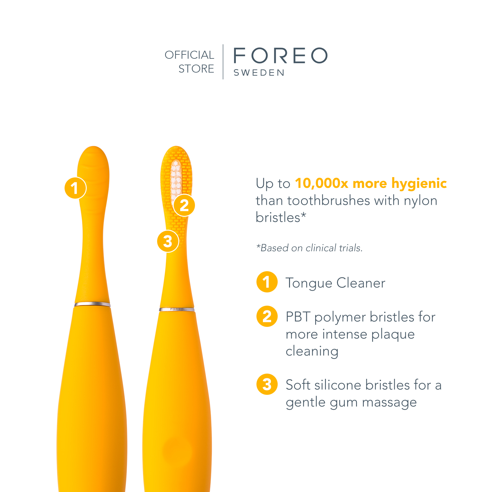 FOREO ISSA mini 2 Mango Tango แปรงสีฟันไฟฟ้า ฟอริโอ้ อิซซ่า มินิ 2 สีเหลือง