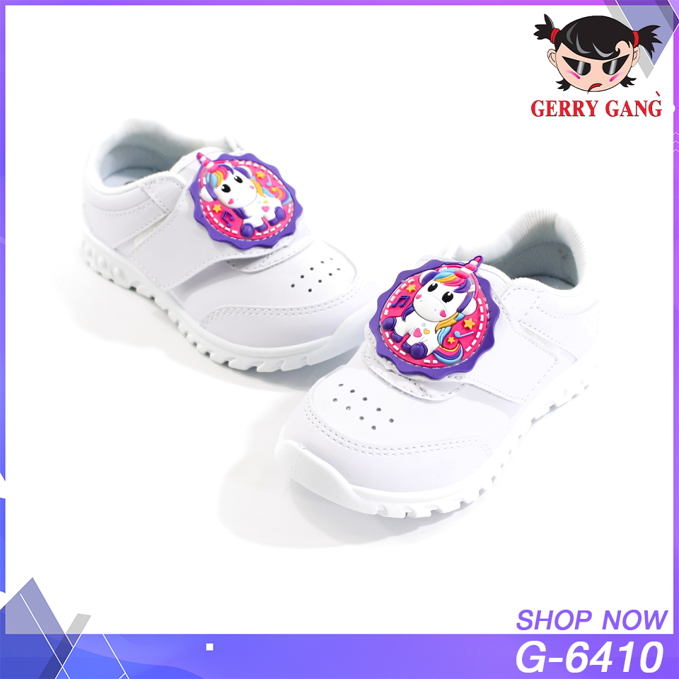 รองเท้านักเรียน รองเท้าพละแบบมีไฟ รองเท้านักเรียนเด็กผู้หญิง รองเท้าลายโพนี่ ลายใหม่ล่าสุด  รองเท้านักเรียนGERRY GANG รุ่น G-6410 (ไซส์25-36)
