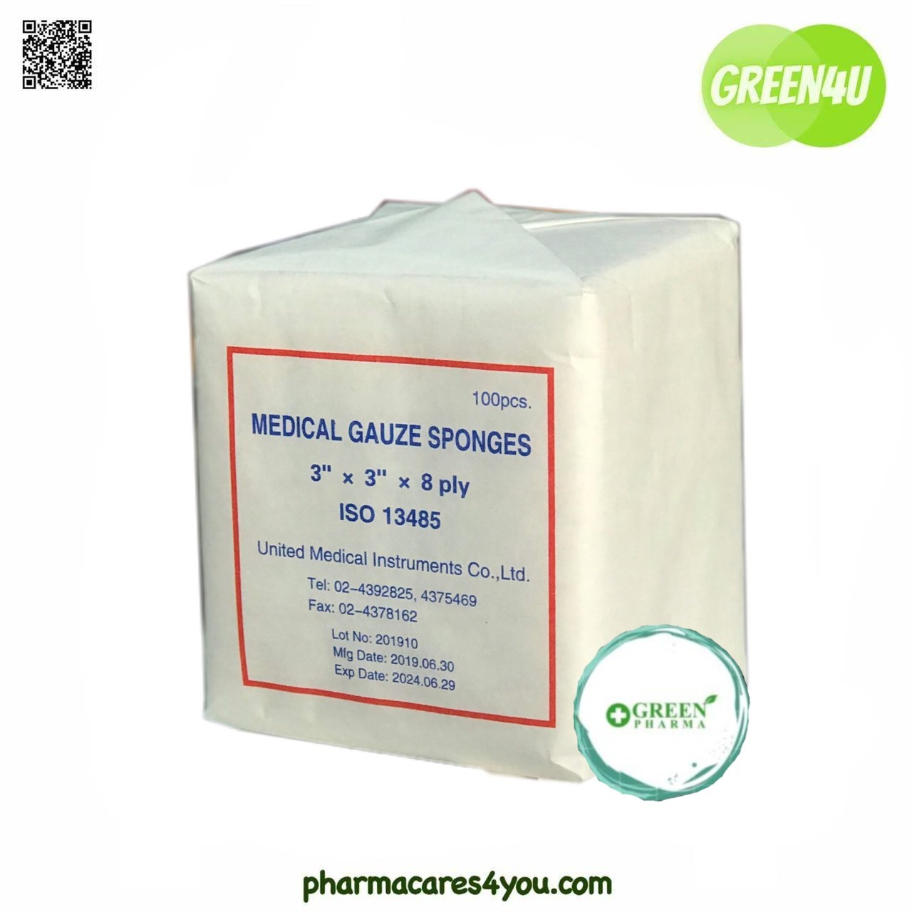 Medical Gauze Sponges 3"x3"x8 ply ผ้าก๊อซทำแผล ห่อละ 100 ชิ้น Lazada