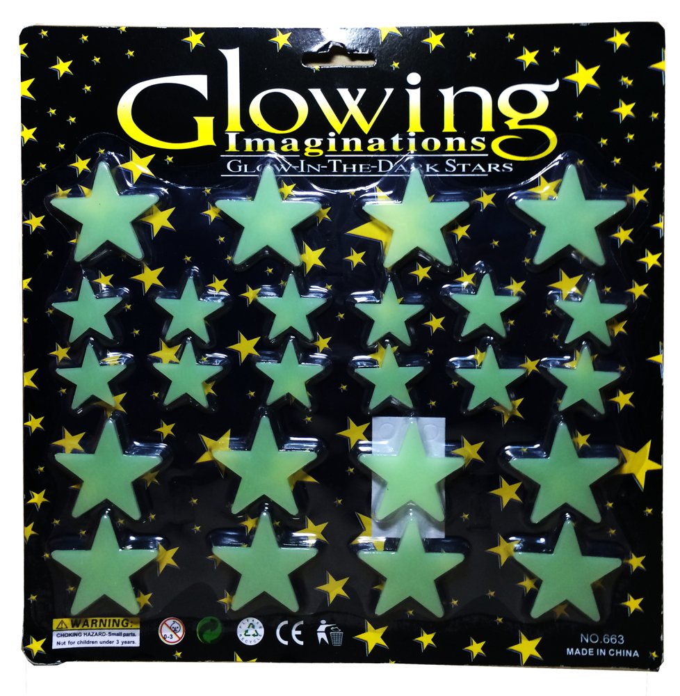 แผ่นติดผนังหรือเพดานเรืองแสงสำหรับเด็ก ดวงดาวหลากแฉก Glow in the Dark sticker for kids Many Five-pointed Star