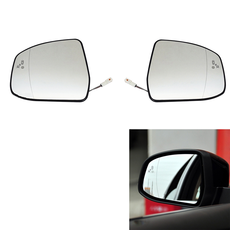 2pcs door wing side mirror glass heated blind spot warning with backing plate for ford focus mk2 mk3 mondeo mk4 l+r