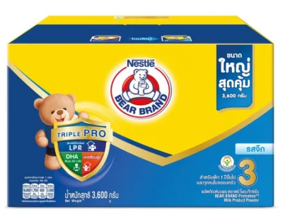 Bear Brand 3 Milk Powder Plain นมผง สำหรับเด็ก ตราหมี สูตร 3 รสจืด ขนาด 3,600 กรัม