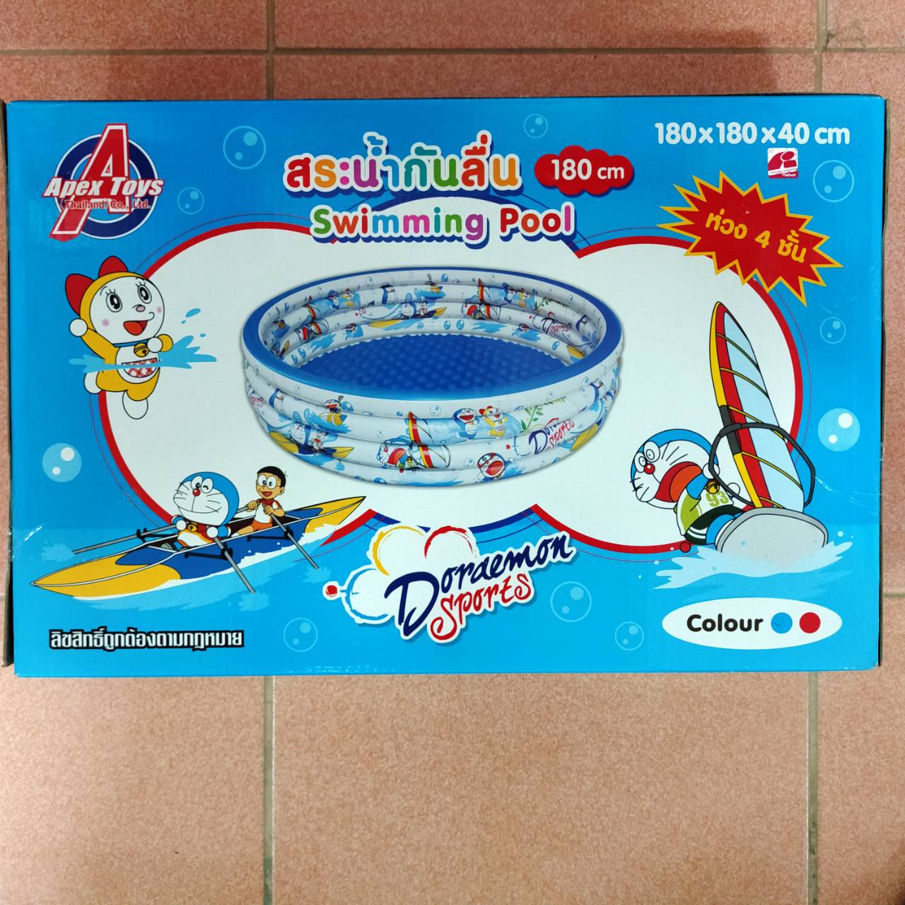 Doraemon Swimming Pool สระน้ำเป่าลมพื้นเป็นลอนกันลื่น ลายลิขสิทธ์โดเรม่อน  ขนาด 1.8 x 1.8 x 0.4 เมตร ห่วง 4 ชั้น สระน้ำทรงกลม ลายโดเรม่อน สระน้ำเป่าลม สระเป่าลม สระน้ําเป่าลมราคาถูก สระว่ายน้ําเป่าลม บ้านลม บ้านเป่าลม ปราสาทลม สระน้ำ