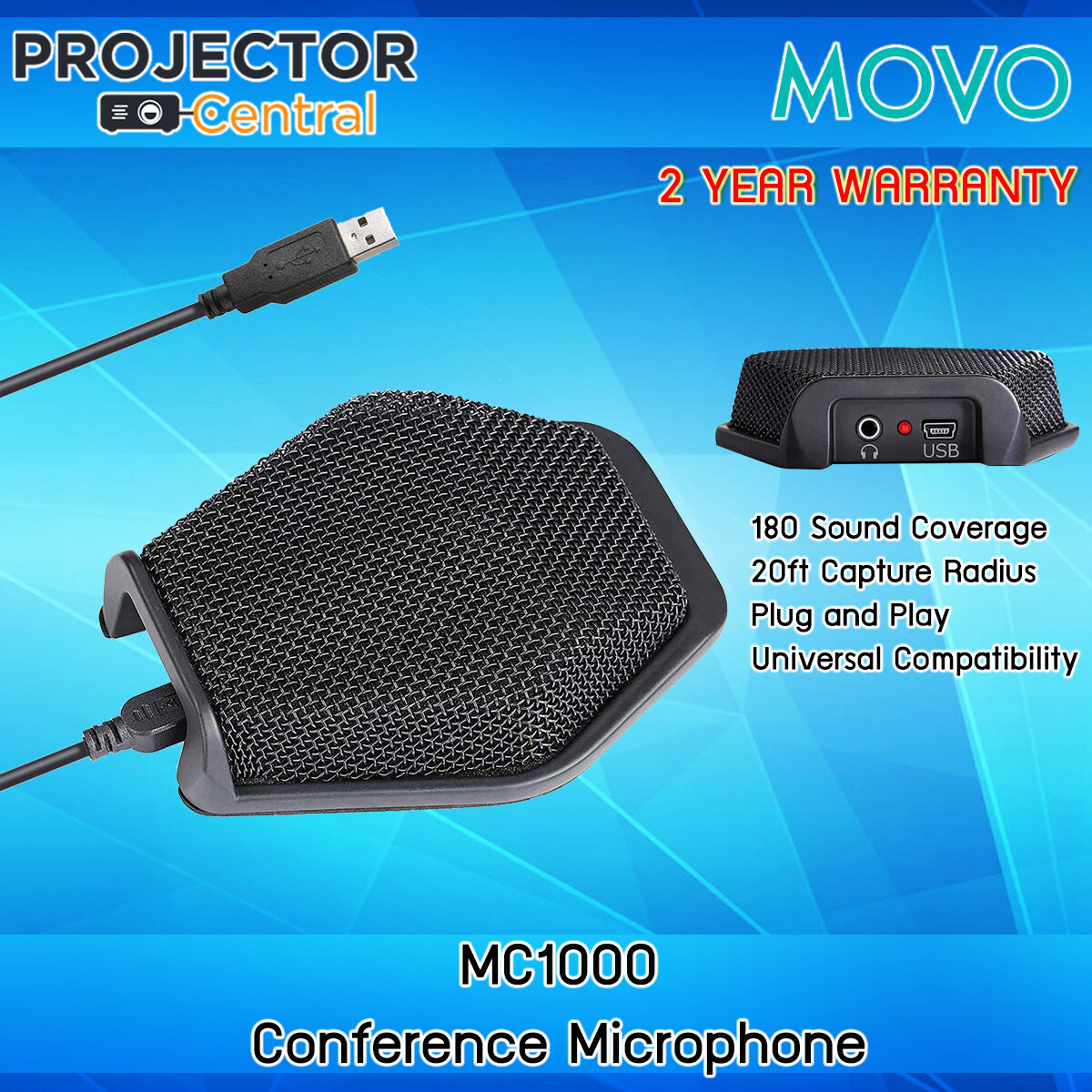 Movo MC1000 USB Conference USB Microphone for PC & Mac
