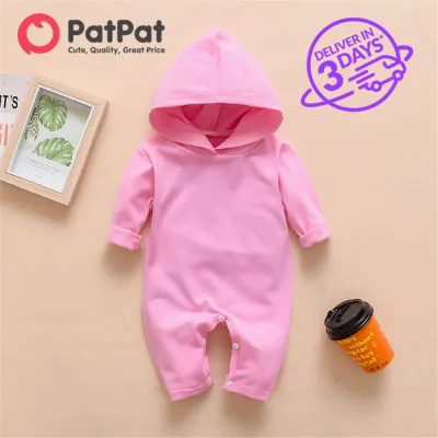 PatPat pink hooded long sleeve Jumpsuit Bodysuit in Pink for Baby-D