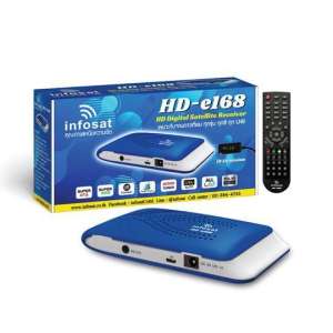 Infosat กล่องรับสัญญาณดาวเทียม รุ่น HD-e168 / กล่องดาวเทียม HD-e168 อุปกรณ์เสริมซื้อแยก USB WIFI ใช้สำหรับดู Youtube และ TV App ต่างๆ